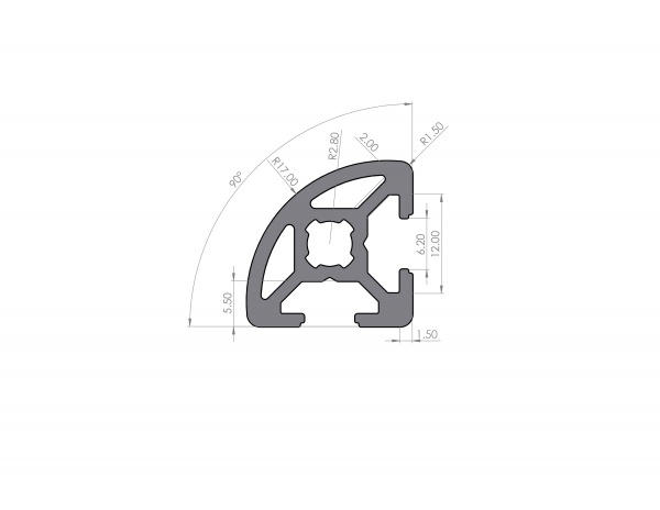 Aluminiumprofil R20x90° Nut 6 B-Typ